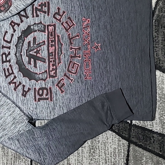 AMERICAN FIGHTER OMBRE METALLIC RED LOGO  HOODIE LONG-SLEEVE TEE-SHIRT - Picture 6 of 14